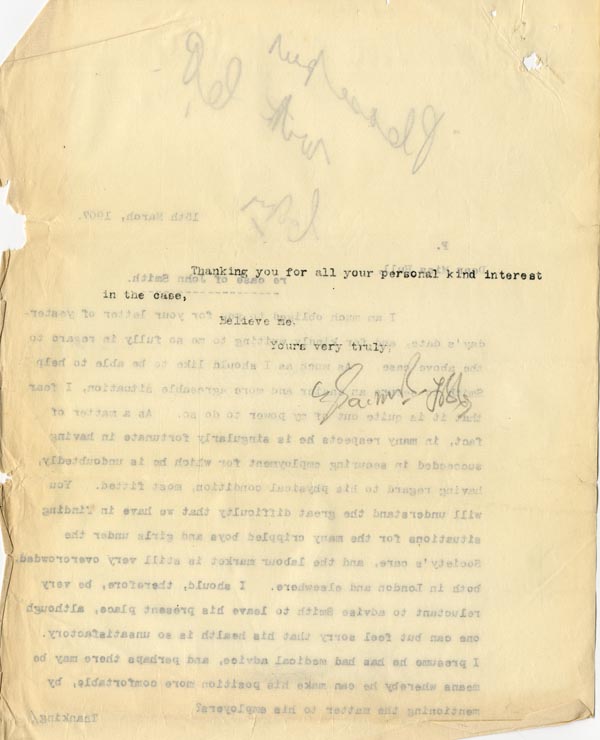 Large size image of Case 2 18. Letter to Mrs Hull  15 March 1907
 page 2