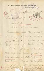 Image of Case 2 11. Letter from St. Marks Home for Waifs and Strays  1 April 1887
 page 1