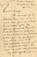 Image of Case 2 21. Letter from J.  18 January 1914
 page 1