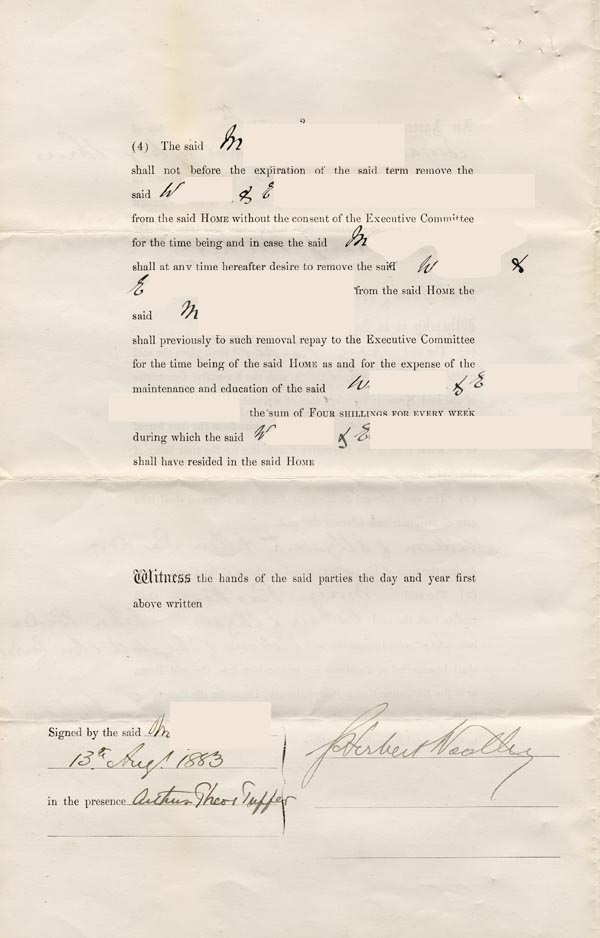 Large size image of Case 189 1. Agreement for E. to go into the Society's care 17 August 1883
 page 2