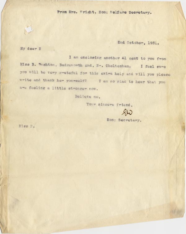 Large size image of Case 189 30. Letter from Miss N. 2 October 1931
 page 1