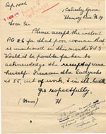 Image of Case 189 22. Letter from Miss H. 10 September 1931
 page 1