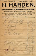 Image of Case 201 5. Receipt from H.Harden, Shirtmaker 8 November 1904
 page 1