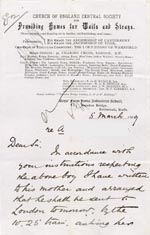 Image of Case 224 3. Letter from Standon Home 5 March 1889
 page 1