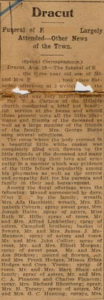 Image of Case 512 8. Funeral notice of P's son in 'Lowell-Courier Citizen' newspaper 30 August 1909
 page 1