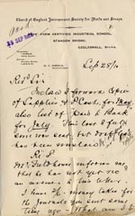 Image of Case 512 13. Letter from Supt W.F. Harold, Standon Home 28 September 1910
 page 1