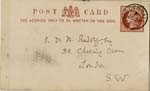 Image of Case 542 4. Card from Revd B. asking about F's possible admission to a Home  21 October 1885
 page 1