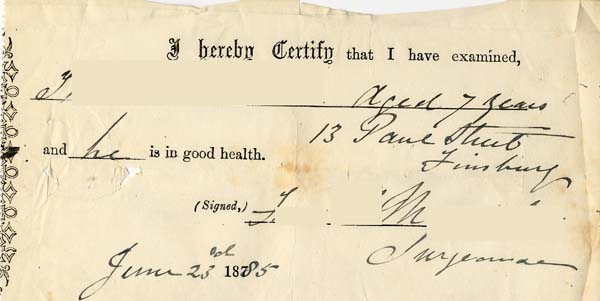 Large size image of Case 588 2. Medical certificate  23 June 1885
 page 1