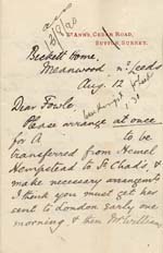 Image of Case 941 7. Letter from Revd Edward Rudolf requesting that A. be sent to St Chad's, Far Headingley  12 August [1890]
 page 1