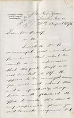 Image of Case 941 20. Letter from the Waifs and Strays' Society Solicitor [?] at Lincoln's Inn concerning M's alleged theft from her employers in Harrow  28 August 1895
 page 1