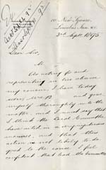 Image of Case 941 21. Letter from Lincoln's Inn about M's theft  3 September 1895
 page 1