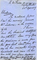 Image of Case 1024 3. Letter to a Mrs Thompson in Wells from HM Prison Shepton Mallet  28 April 1887
 page 1