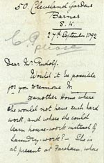 Image of Case 1106 10. Letter from the Barnes Ladies Association 27 Sept 1892
 page 1