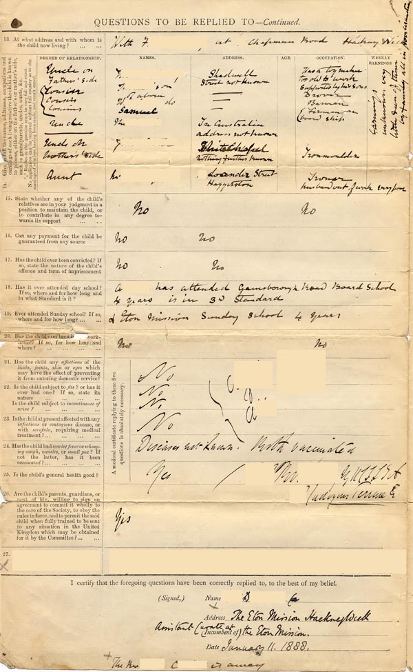 Large size image of Case 1214 1. Application to Waifs and Strays' Society 11 September 1888
 page 2