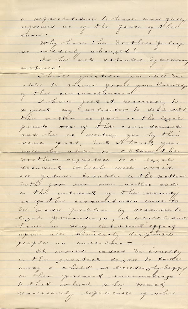 Large size image of Case 1214 15. Letter from adoptive father 20 August 1888
 page 3