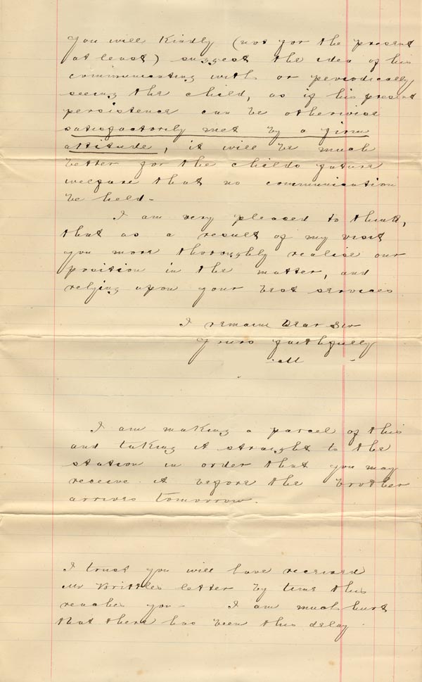 Large size image of Case 1214 16. Letter from adoptive father  c. 23 August 1888
 page 3