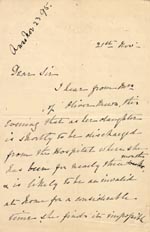 Image of Case 1294 9. Letter from Mrs Bere to Revd Edward Rudolf  21 November 1895
 page 1