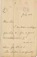 Image of Case 1294 29. Letter from Mrs Bere to Revd Edward Rudolf  10 July 1900
 page 1