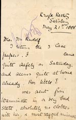Image of Case 1372 6. Letter from Knoyle Cottage 21 May 1888
 page 1