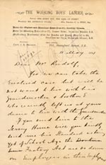Image of Case 1399 11. Letter from the Working Boys' Ladder 11 May 1893
 page 1