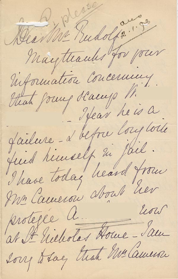 Large size image of Case 2434 7. Letter from Miss D. 1 January 1893
 page 1