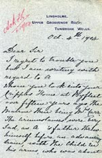 Image of Case 2434 10. Letter from Mrs Cameron 4 October 1904
 page 1