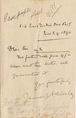 Image of Case 2716 2. Letter from Revd Adderley to The Grange 29 November 1890
 page 1