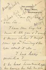 Image of Case 3271 8. Letter from F's employer, Miss G. Scott to Edward Rudolf  13 January 1897
 page 1