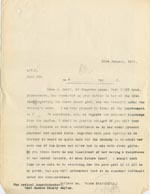 Image of Case 3271 37. Copy of letter from Edward Rudolf to West Sussex County Asylum  23 January 1911
 page 1