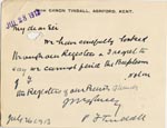 Image of Case 3271 52. Letter from Revd Tindall to Edward Rudolf concerning F's baptism  26 July 1913
 page 1