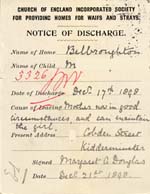 Image of Case 3326 2. Notice of Discharge postcard 21 December 1898
 page 2