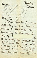 Image of Case 3392 4. Letter from Miss B. 10 December 1892
 page 1
