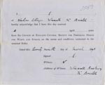 Image of Case 3583 4. Form of receipt by the Foster Parent 29 March 1893
 page 1