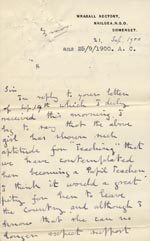 Image of Case 3583 7. Letter from Henry Vaughan to Edward Rudolf  21 September 1900
 page 1