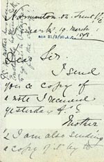 Image of Case 3695 4. Letter from E's employer 19 March 1898
 page 1