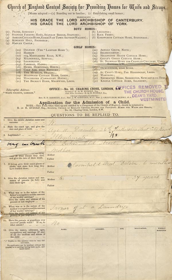 Image of Case 3821 1. Application to Waifs and Strays' Society  1 June 1893
 page 1