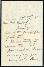 Image of Case 4172 13. Letter from Mr Davies of St Deniol's Home accepting the boys  27 October 1900
 page 1