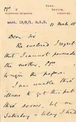 Image of Case 4172 21. Letter from Mrs B. about the home circumstances of H. and G's mother and stepfather  11 March 1901
 page 1