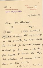 Image of Case 4172 26. Letter from Mrs B. saying that the family had decided to have the boys home immediately  27 March 1901
 page 1