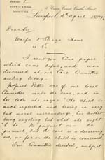 Image of Case 4284 2. Letter from George Norris  16 April 1894
 page 1