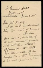 Image of Case 4751 3. Letter from Mrs Stevenson to Edward Rudolf  30 March 1899
 page 1