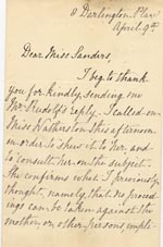 Image of Case 4770 6. Letter to Miss Sanders from Miss Briscoe 9 April 1895
 page 1