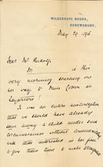 Image of Case 4770 13. Letter to Mr Rudolf from Mary Butler 29 May 1896
 page 1