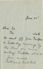 Image of Case 5008 3. Letter from Miss Hall Hall 30 June c. 1895
 page 1