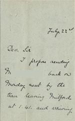 Image of Case 5008 4. Letter from Miss Hall Hall 22 July c. 1895
 page 1
