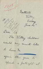 Image of Case 5008 10. Letter from Miss Hall Hall 14 June 1897
 page 1