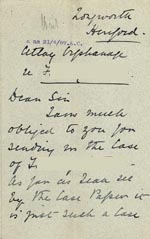 Image of Case 5959 6. Letter from the Atlay Orphanage about F.  April 1897
 page 1