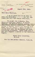 Image of Case 6024 12. Letter from the Clewer Sisters saying they have no vacancies  8 August 1941
 page 1