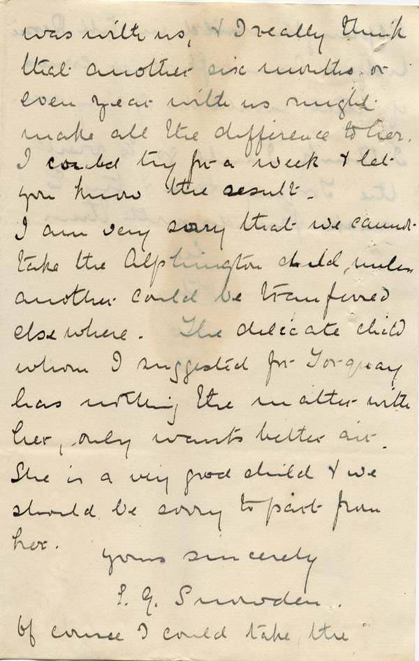 Large size image of Case 6424 18. Letter from Miss Snowden (A. again referred to as B.)  23 August 1902
 page 2