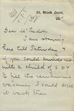 Image of Case 6424 24. Letter from Miss Snowden informing Revd Edward Rudolf of A's return to her aunt  [September 1903]
 page 1